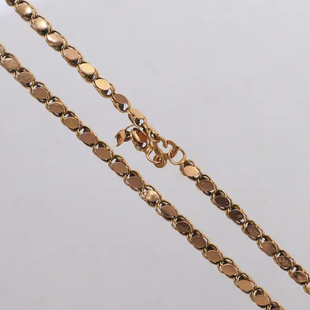 Collier, längd 54cm, bredd 4,6mm, av i länk, ostämplad, 14K  Vikt: 11,3 g