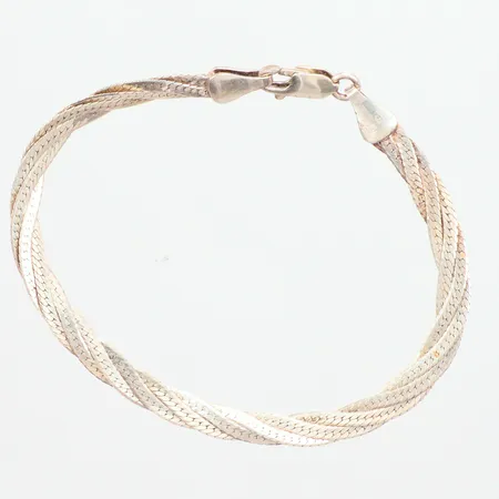 Armband flätat längd 18cm, bredd 5mm, silver 925/1000 Vikt: 5,1 g