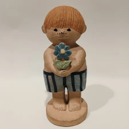 Figurin Adam 2,  Lisa Larson Gustavsberg, stengods, ca 20cm, signerad L.L, ytslitage, smuts, färgrester