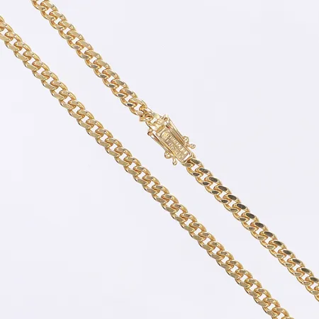 Halskedja pansarlänk längd 45cm bredd 3mm kistlås svenska stämplar 18K Vikt: 24,9 g