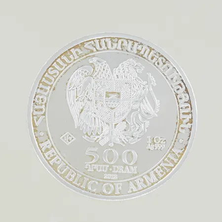 Silvermynt Nohas ark, 500 Dram, 2012, diam 38,5 mm, Silver 999/1000 Vikt: 31,2 g