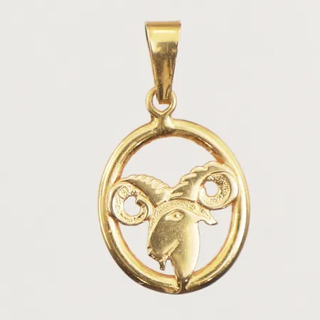 Hänge vädur, längd 22,8mm inklusive ögla, bredd 12,8mm, GHA, 18K  Vikt: 1 g