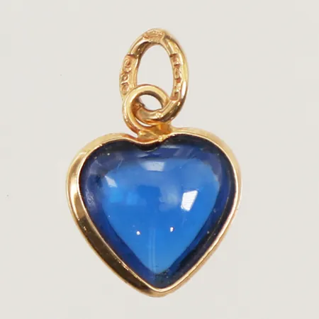 Hänge hjärta med blå sten, längd 15mm inklusive ögla, bredd 9,7mm, 18K  Vikt: 0,8 g