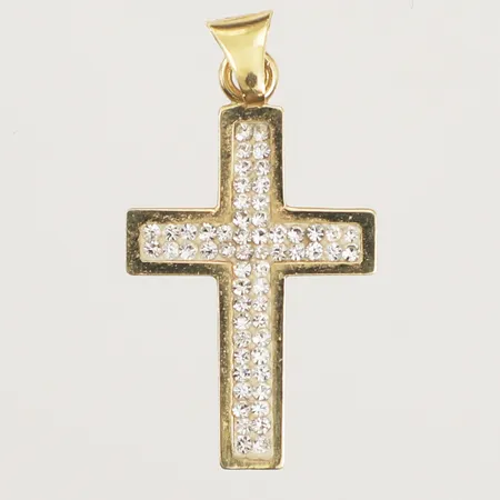 Hänge kors med strasstenar, längd 26mm, bredd 13,9mm, GHA, 18K Vikt: 0,8 g