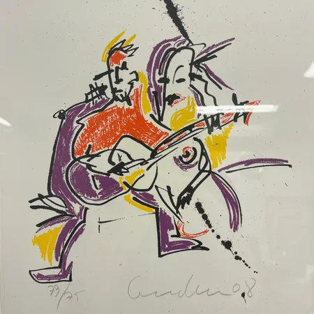 Färglitografi, Ulf Lundell (född 1949), numrerad 73/75, daterad -08, bildmått 28x37cm, ej examinerad ur ram. Skickas med postpaket.