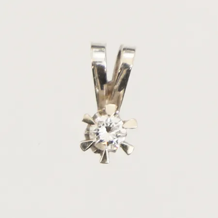 Hänge med diamant ca 0,12ct, längd 9mm, bredd 4,2mm, vitguld, 18K  Vikt: 0,5 g