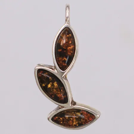 Hänge med brunsvarta stenar, längd 26,1mm, bredd 11,2mm, ostämplad, silver  Vikt: 1,5 g