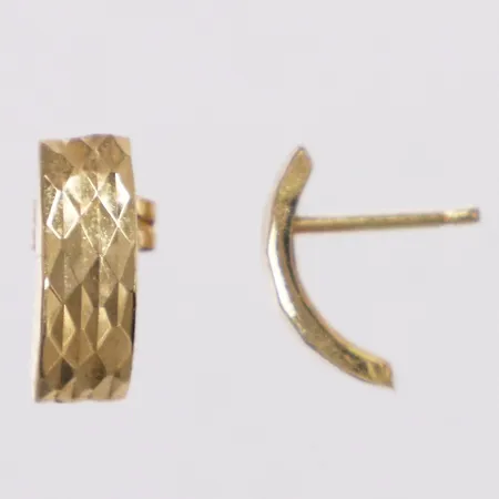 Ett par örhängen halvcreoler, längd 11mm, bredd 4,2mm, en snurrebuss saknas, 18K Vikt: 0,5 g