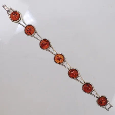 Armband med orangea stenar, längd 19cm, bredd 5,4-15,3mm, silver 925/1000 Vikt: 24,5 g