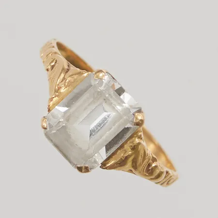 Ring Ø17, bredd:9mm, vit sten, 18K 2,1g.