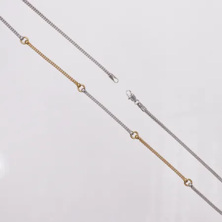 Collier, längd 43cm, bredd 1,9-5mm, tvåfärgad, defekt lås, 18K Vikt: 8,1 g