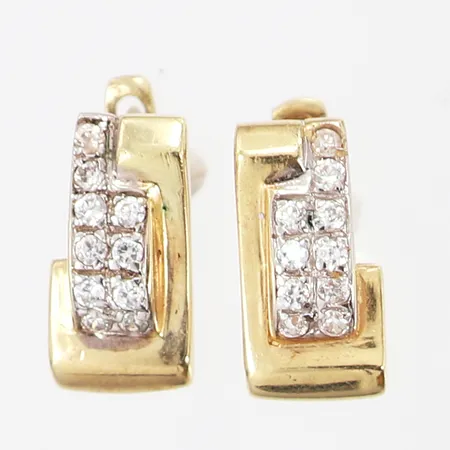 Ett par örhängen med vita stenar, 14x7mm, 14K Vikt: 4 g