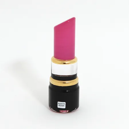 Glasskulptur Make Up mini Läppstift design Åsa Jungnelius Kosta Boda, cerise, höjd ca 13cm Skickas med paket.