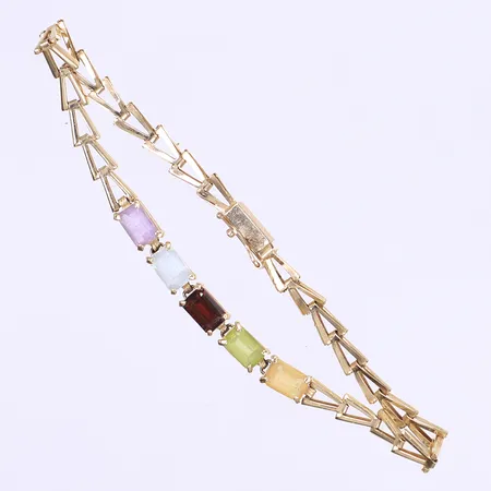 Armband med färgade stenar 18cm bredd 5mm, defekt lås, 14K Bruttovikt: 4,6g Vikt: 4,6 g