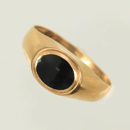 Klackring med svart emaljdetalj stl 20, bredd 3-9mm, 18K, 2,5g Vikt: 2,5 g