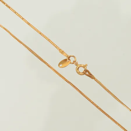 Halskedja, längd 40cm, bredd 1mm, skeva länkdelar, 21K, 2,5g Vikt: 2,6 g