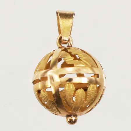 Hänge, längd 21mm inklusive ögla, bredd 12mm, ostämplat, 18K  Vikt: 1,4 g