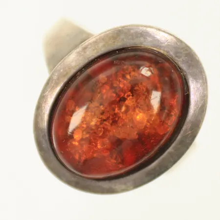 Ring med bärnsten, stl 18½, bredd 3-20mm, Silver 925/1000, 4,6g Vikt: 4,6 g