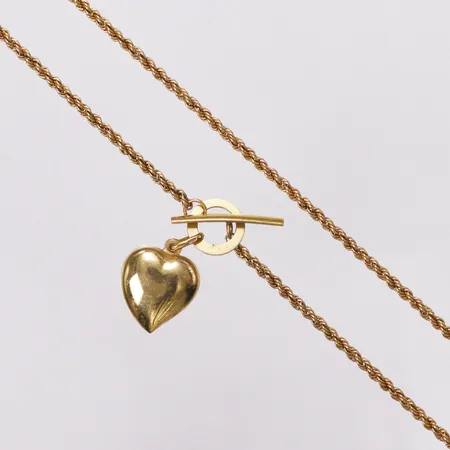 Collier Cordell med integrerat hjärta, längd 43cm, bredd 2-14mm, T-lås, 18K Vikt: 5 g