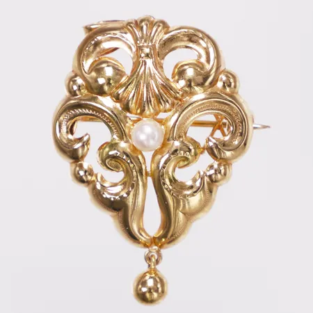 Hänge brosch plastpärla, längd 4,1mm, bredd 25,2mm, 18K Vikt: 3,2 g