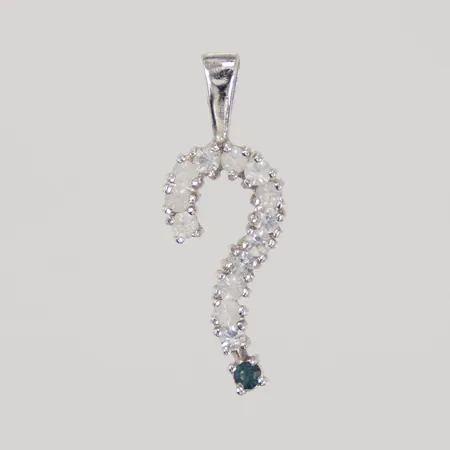 Hänge Frågetecken med färgade stenar, 9x24mm, Silver 835/1000 Vikt: 1 g