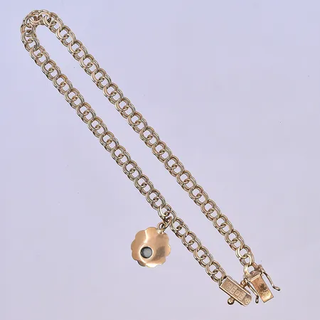 Armband Bismarck med en berlock, längd 19 cm, bredd 4 mm, 18K. Vikt: 6,6 g