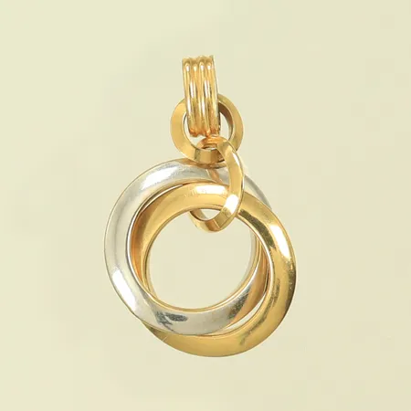 Hänge tvåfärgat, längd 28mm inkl ögla, bredd 17mm, 18K, 2,9g Vikt: 2,9 g