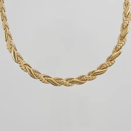 Collier ca 46cm, bredd:6-8mm, 18K 31,8g.