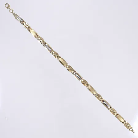 Armband tvåfärgat längd 18cm bredd 5mm 14K Vikt: 2,8 g