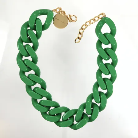 Collier från Vanessa Baroni grön plast, 54cm, bredd: 35mm, dustbag med fläckar.