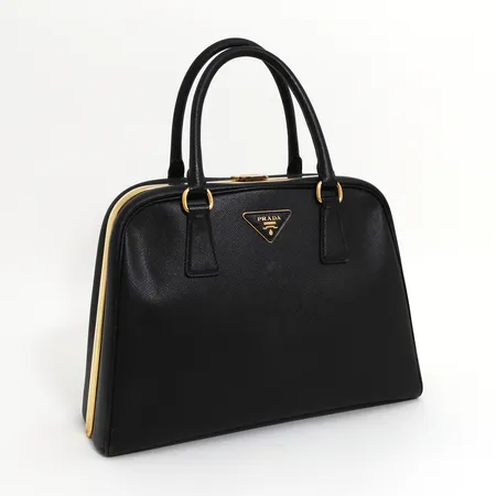 Väska Prada Top Handle Bag, Pyramid Frame, Saffiano Lux, ca 31x12x22 cm, modell: BL0808, beslag i gulmetall, certifikat, kvitto, dustbag, mindre skav på kantsöm