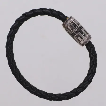 Armband Thomas Sabo, längd 17,5cm, bredd 4,7-9,5mm, flätat läder, silver 925/1000 Vikt: 11 g