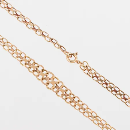 Collier X-länk 18k,längd ca 46 cm,bredd 4.9-7.4 mm. Vikt: 9,9 g