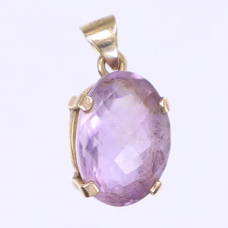 Hänge med lila sten 27x13mm 18K Bruttovikt: 4g