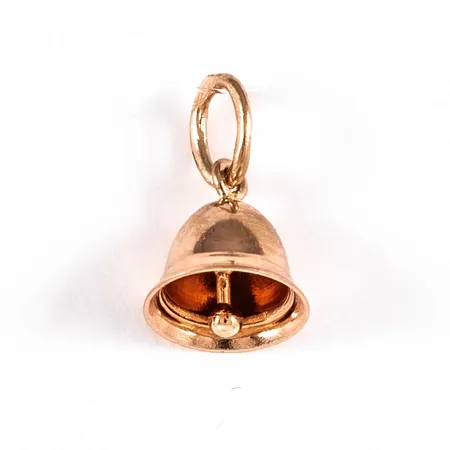 Hänge bjällra i 18K guld. Den är 11 mm lång inkl. ögla och väger 0,5g.