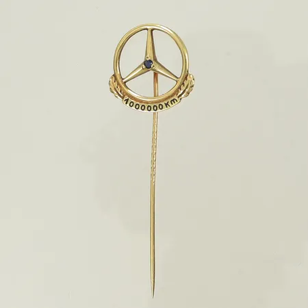 Slipsnål med lila sten, längd 55mm, bredd 1-16mm, 14K, 2g Vikt: 2 g