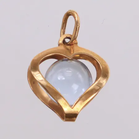 Hänge hjärta med ljusblå sten, längd 16,9mm, bredd 11,4mm, 18K Vikt: 1,1 g