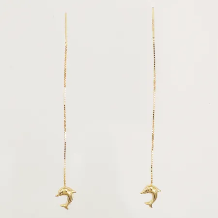 Ett par örhängen delfiner, totallängd 6,8mm, bredd 0,5-6mm, 18K  Vikt: 0,7 g
