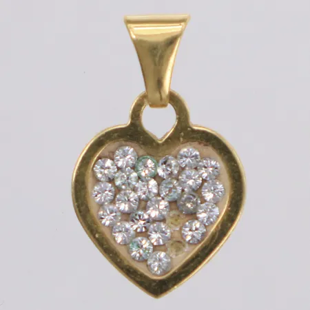 Hänge med strass, längd 16mm, bredd 10mm, stenar saknas, 18K Vikt: 0,7 g