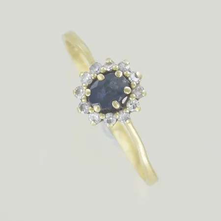 Ring med diamanter 0,18ct/safir Ø 18½ mm, 18K Vikt: 1,9 g