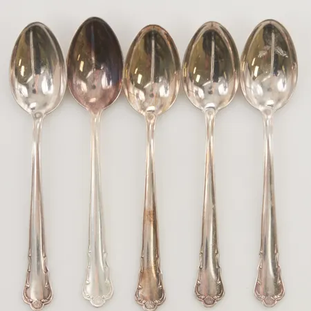 5 Kaffeskedar, 12cm, GAB, 830/1000 Silver 61,0g.
