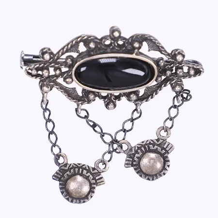 Brosch med svart sten 40x35mm silver 830/1000 Vikt: 6,5 g