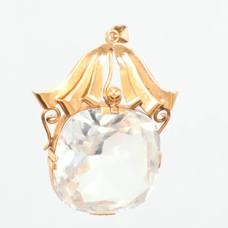 Brosch längd 4,5cm bredd 32,3mm, vit sten, Carlstedt-Borg Billy, år 1947, 18K Vikt: 13,7 g