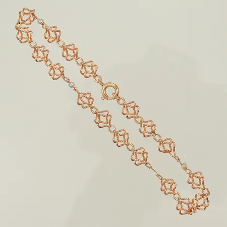 Armlänk med två små pärlor, 18,5cm bredd 6, lås utbytt, 18K Vikt: 4 g