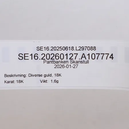 Diverse guld, 18K Vikt: 1,6 g