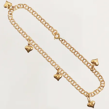 Armband Bismarck med berlocker, längd 19cm, bredd 3,3mm, 18K Vikt: 4,1 g