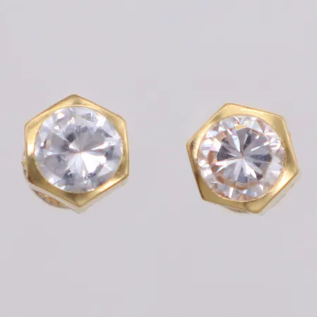 Ett par örhängen med vita stenar, Ø5,2mm, 18K  Vikt: 0,7 g