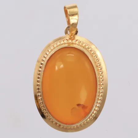 Hänge med orange sten, längd 23,3mm, bredd 13mm, 18K  Vikt: 1 g