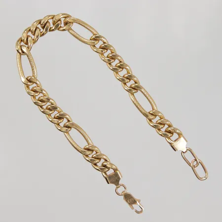 Armband Figaro, total längd 21,5cm, bredd 8,4mm, ihåligt, bruksslitage, 18K  Vikt: 12,4 g