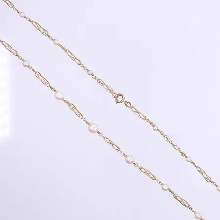 Halscollier med pärlor 47,5cm bredd 3-7mm 18K Bruttovikt: 8,6g Vikt: 8,6 g